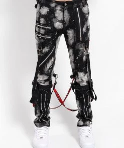 Trippnyc.com Women BONDAGE PANT BLEACH AND STUD