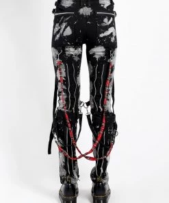 Trippnyc.com Women BONDAGE PANT BLEACH AND STUD