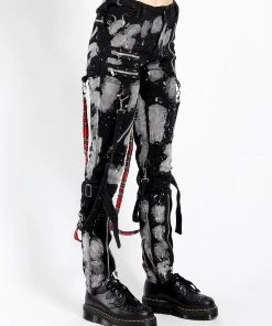 Trippnyc.com Women BONDAGE PANT BLEACH AND STUD
