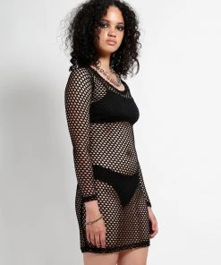Trippnyc.com Women MARY Q MESH LONG SLEEVE DRESS