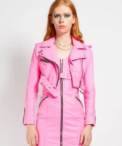 Trippnyc.com Women CROP MOTO PINK