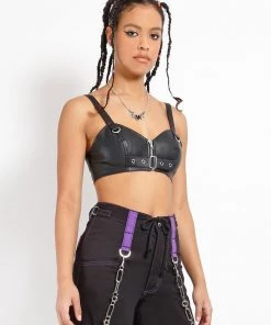 Trippnyc.com BUCKLE CROP HALTER Women
