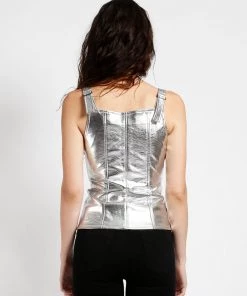 Trippnyc.com Women METALLIC ZIP CORSET