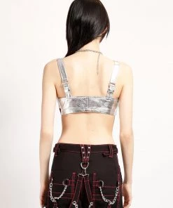 Trippnyc.com METALLIC EXTRA CROP TOP Women